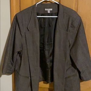 Roz and Ali brown and burgundy 3/4 sleeve blazer